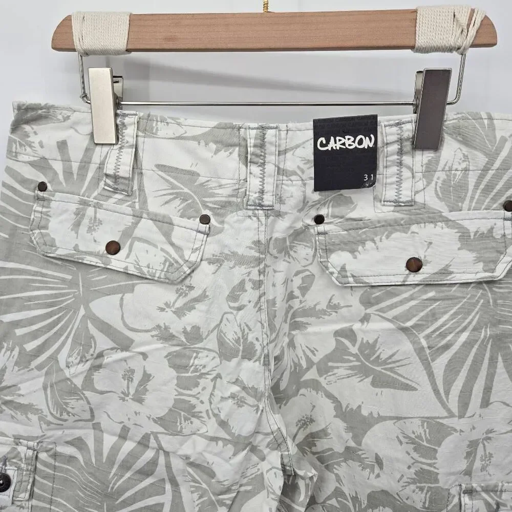 Carbon Men's Cargo Shorts Size 31 Tropical Print Hawaiian NWT
